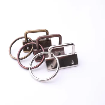 20pcs /daudz 32mm vara niķeļa un bronzas krāsā Atslēgas Fob Aparatūras ar atslēgu gredzens Sadalīt gredzenu Uz rokas Wristlets Kokvilnas siksniņa