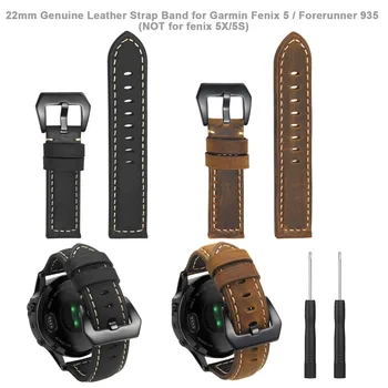 22mm Īstas Ādas Siksna Smart Watch Rokas Joslā Siksnu Garmin Fenix 5/Fenix 5 Plus/Priekštecis 935/Quatix 5(NEVIS Quick Fit)