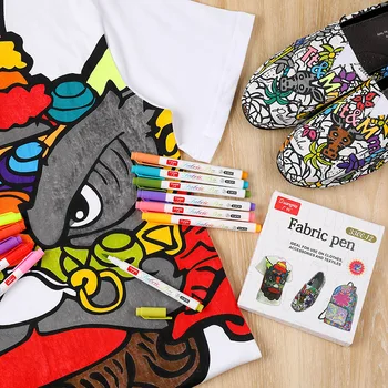 24 Krāsas Reklāmas Auduma Marķieri, Krāsas Pildspalvu DIY Amatniecības T-krekls Pastāvīgu Tekstila Marķieri, Kancelejas preces Grafiti Mākslas Piegādi