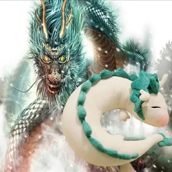 28cm Karstā Ghibli Hayao Miyazaki Anime Plīša Rotaļlieta Dedzīgs Prom Haku Cute Lelle Pildījumu Plīša Rotaļlieta U-Formas Kakla Spilvens Ziemassvētku Dāvanu