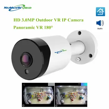 3.0 MP fish Eye (Zivs acs Kameru 180 grādu 3MP HD Drošības Kameras Audio Āra IP Kameras Ūdensizturīgs Panorāmas IS Smart CCTV Kameras P2P