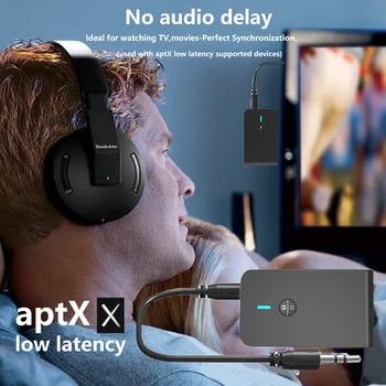 3.5 mm jack Stereo AUX Audio Adapteri Bluetooth Bezvadu 5.0 Raidītājs Uztvērējs Zema Latentuma Dual Link TV Mājas Stereosistēmas