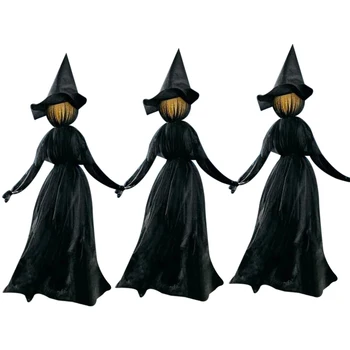 3 GAB./komplekts Apgaismoti Halloween Raganu Apdare Uzstādītu Skaņas, Balss Vadība, kas Spīd un Skaņas Haunted Māju Pusi Aksesuārus QP2
