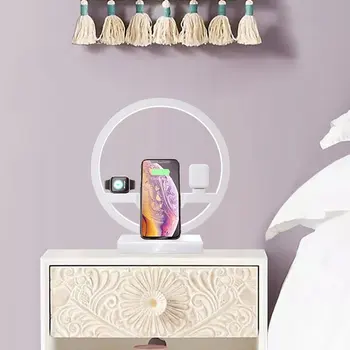 3 IN 1 QI Ātru Bezvadu Lādētāju Doks iPhone 11 Pro Maks Apple Skatīties iWatch 1 2 3 4 5 Airpods Lādētājs, Turētājs, LED Lampas 2020