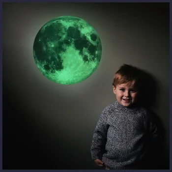 30cm Gaismas Mēness Zemes Karikatūra DIY 3D Sienas Uzlīmes Bērnu Istabas, Guļamistabas, kas Spīd Tumsā Sienas Uzlīmes, Mājas Dekors Dzīvojamā Istaba