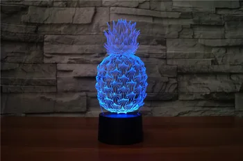3D ananāsu Lampu 7 Krāsu Jaunums ananas 3d pineapp Gaismas led Akumulatora Barošanu Nakts Gaisma USB Galda Lampa Mājās guļamistaba dekors led