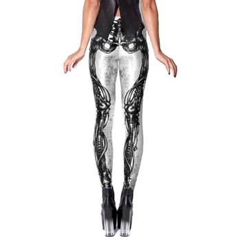 3D Digitālā Stulpiņi Halloween Black Kāju Kauli, Skelets Rāmis Karstā Sieviešu Vintage Plus Lieluma Bikses Slim Iespiesti Leggins