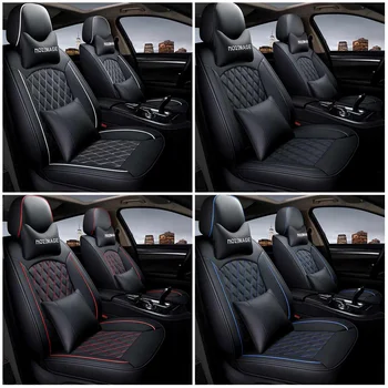 3D Luksusa PU Ādas Automašīnu Sēdekļu Pārvalki Pilns Komplekts, Aizmugurē, Priekšējā Auto Sēdekļa Aizsargs Automašīnas Sēdekļa Spilveni Elkoņbalsti Segtu Universālā par 5-vietīgu