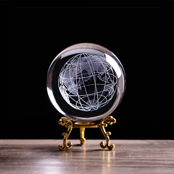 3D Lāzera Iegravēts Zemes Kristāla Bumbu Miniatūras Stikla Bumbiņas Jomā Pasaulē, Prese Astronomijas entuziasts Kolekcionējamus Modelis