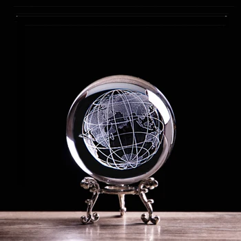 3D Lāzera Iegravēts Zemes Kristāla Bumbu Miniatūras Stikla Bumbiņas Jomā Pasaulē, Prese Astronomijas entuziasts Kolekcionējamus Modelis