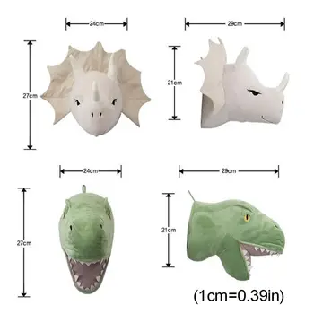 3D Multiplikācijas filmu Dzīvnieku Galvas Dinozauru Pildījumu Plīša Rotaļlieta Bērnu Istabas Sienas Dekors