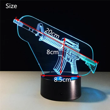 3D Nakts Apgaismojums, AK47 Mašīna Lielgabals USB LED Galda Lampa M4A1 Gaismas Atmosfēru Lampu 7 Krāsas Maiņa Pieskarieties Slēdzim Jaunums Dāvanu