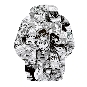 3D pelēkā vārna Anime Ikdienas pelēkā vārna, Dāmas, Vīrieši, Smieklīgi Kautrīga Meitene Sejas sporta Krekls Hentai Manga Streetwear Pulovers Harajuku