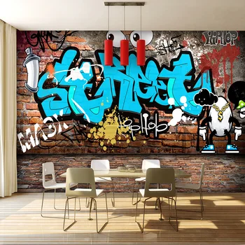 3D Stereo Ielu Grafiti Ķieģeļu Tapetes Bērniem Cartoon Kids Guļamistaba KTV Bārs, Restorāns Kafejnīca Fona sienas Sienas Mājas Dekoru