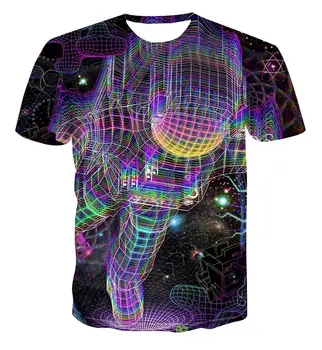 3D T-krekls psychedelic drukāšanas astronauts t-krekls vīriešu vasaras hip hop t-krekls vīriešu Krekls ar Īsām Piedurknēm zīmolu vīriešu T-krekls