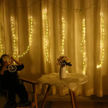 3M LED Silti Balts, gaiši Zaļš Lapu Ziemassvētku pasaku gaismas vainags aizkaru string deg Mājas guļamistaba puse, Svētku dekori