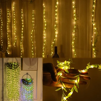 3M LED Silti Balts, gaiši Zaļš Lapu Ziemassvētku pasaku gaismas vainags aizkaru string deg Mājas guļamistaba puse, Svētku dekori