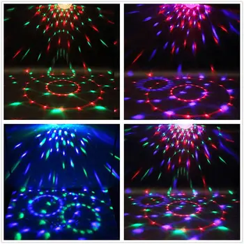 3W LED RGB Skatuves Gaismas Skaņas Aktivizēta, Rotējošas Disko Bumbu DJ Puse Deg Ziemassvētku Kāzu skaņas puses Parādīt