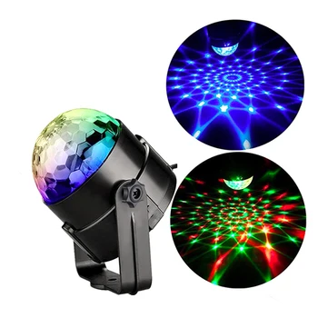 3W LED RGB Skatuves Gaismas Skaņas Aktivizēta, Rotējošas Disko Bumbu DJ Puse Deg Ziemassvētku Kāzu skaņas puses Parādīt