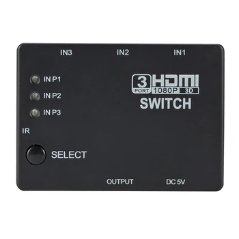 3x1 HDMI Sadalītājs 3 Porti 1080P Video HDMI Switch Komutatoru HDMI Sadalītājs ar Tālvadības Sadalītāja Kaste HDMI Adapteris HDTV DVD PS3