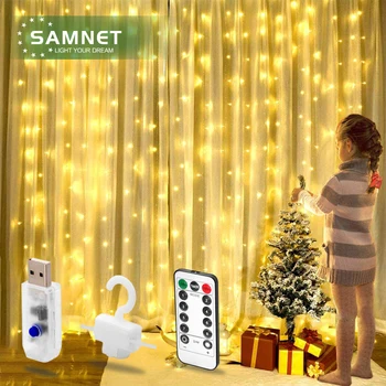3X3 LED Ziemassvētku USB Aizkari String Lukturi Ar Āķi Vainags Pasaku Gaismas Dārzs Apdare, Iekštelpu Apgaismojums, Lai Mājās Guļamistaba
