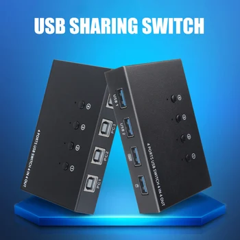 4 4 No Slēdzis USB KVM Switch Box 4 USB2.0 Komutatoru DATORA Koplietošanas Splitter, lai Tastatūru, Peli, Printeri, Koplietošanas PUO88