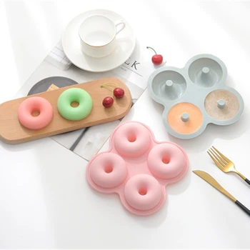 4 Dobumā Donut Radošo Kūka Silikona Veidnē Mājas Virtuve Cepšanas paplātes Kūka Silikona Veidnes Gatavošanas Bakeware Cept Instrumenti, Liešanas formas suka