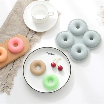 4 Dobumā Donut Radošo Kūka Silikona Veidnē Mājas Virtuve Cepšanas paplātes Kūka Silikona Veidnes Gatavošanas Bakeware Cept Instrumenti, Liešanas formas suka