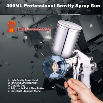 400 ML Spray Gun Professional Pneimatisko Gaisa Krāsu Spay Krāsošanas Pistoli Pulverizators Ar Bunkura Remonta Rīku Krāsu Komplekts Ar PROSTORMER