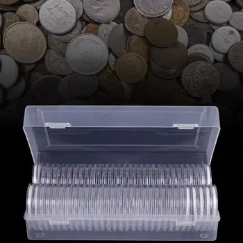 40Coin Kapsulas (46mm) ar 40Foam Blīvi un 1 Plastmasas Uzglabāšanas Kastes Monētu Kolekcija 16 20 25 27 30 38 46mm monētas #CW