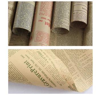 40sheets/daudz Laikraksts Ziedu Ietinamo Papīru Vintage Double Sided Dāvana, Iepakojums, Ziedu Pušķi, Piegādes Dekoru Materiāls 50*70cm