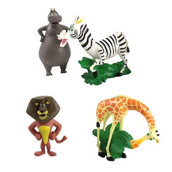4gab Madagaskara Rotaļlietas Modeļa Lelles Dzīvnieku Lauva, Zebra Žirafe Anime Kolekcija Skaitļi Bērniem, Rotaļlietas, Dāvanas, Kūka Toppers
