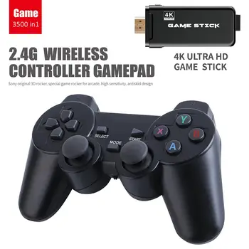 4K 3500 Spēles USB Bezvadu Konsoles Klasiskā Spēle Nūju Video Spēļu Konsole, 8 Bitu Retro Mini Kontrolieri HDMI Izeja Dual Spēlētājs