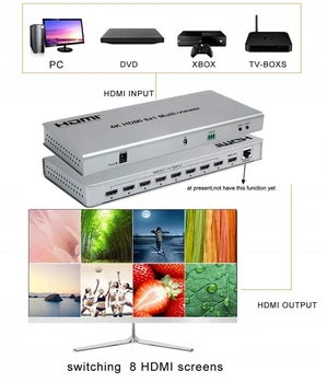 4K HDMI 8x1 Quad Multi-skatītāju Komutatoru 8 1 No Bezšuvju Slēdzis 4x1 Vairāku Skatītāju PIP Attēlu Ekrānu Dalītāju Konvertētājs