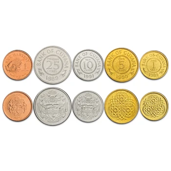 5 Gab Komplekts Gajāna 1 Centu-1 Dolāru Amerikas Jaunu Oriģinālu Monētu Unc Īsto Monētu Kolekcionējamus Dāvanu