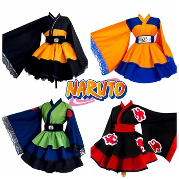 5 Stilā Naruto: Shippuden Kostīmi NARUTO Uzumaki Naruto Lolita Svārki Lolita Kimono Kleita Anime Cosplay Dāmas Puses Vienotos