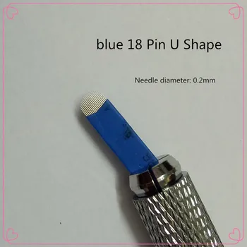50 GAB. zilā 14 16 18 Pin U Forma Tetovējums Adatas Pastāvīgais Uzacu Grims Izšuvumi Asmens 3D Microblading Rokasgrāmata Tetovējums Pildspalvu