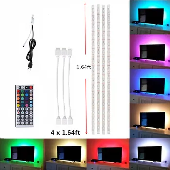 5050 RGB 5V USB LED Strip Gaismas Multi Krāsa Elastīgs Tālvadības pults Datora korpuss Lampas DATORA Monitoru, TV Fona apgaismojums