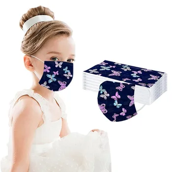 50GAB Bērniem Drukāt Vienreizējās lietošanas Sejas Maska 3Ply Auss Cilpa Anti-PM2.5 Maska Kokvilnas Sejas Masku Mazgā Atkārtoti Elpojošs