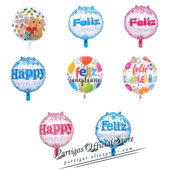 50gab/set 18 collu pārredzamu dzimšanas dienas svinības burbuļi, baloni kārta hēlija globusi spāņu angļu dzimšanas dienas svinības rotājumi