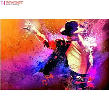 5D Dimanta Glezniecība, Mūzika / Michael Jackson DIY pilna apaļa kvadrātveida Dimanta Izšūšanas darbi ar Dimanta Mozaīkas Cross Stitch apdare dāvanu