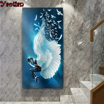 5D Dimanta Krāsošana Eņģeļa Spārnus Deju Cilvēks DIY apaļa kvadrātveida dimanta attēlu rhinestone krelles, izšuvumi krustdūrienā komplekti