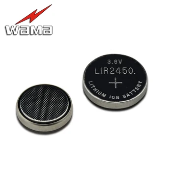 5x Wama Jaunu 3.6 V LIR2450 Uzlādējams Monētas Bateriju 120mAh 500 Reizes Litija Monēta Šūnu Pogas Baterija CR2450 vairumā