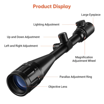 6-24x50 AOE Riflescope Regulējams Zaļā Red Dot Medību Gaismas darbības Joma Optika Taktiskās Medību Šautene Jomu Medību Ieroci Piederumu