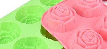 6 Rose Puķu Silikona Kūka Pelējuma saldējums Šokolādes Pelējuma, Ziepēm, Silikona Veidnes 3D Cupcake Bakeware Cepšanas Trauku Kūka Panna D598