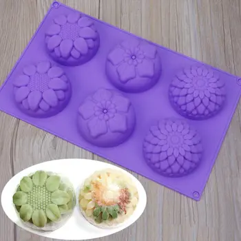 6 tīkla silikona veidnē jelly donut pudiņš saulespuķu ziedu formas pelējuma DIY ziepes izdomājums cepšanas pamata apdare, instrumenti,