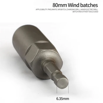 6mm-17 mm 80 mm Garums Papildus Dziļi Skrūve Uzgrieznis Bitu Komplekts Metriskās 1/4 6.35 mm Hex Kāta Ietekmes Pieslēgvietu Adapteri, ražotas Spēka Treniņi