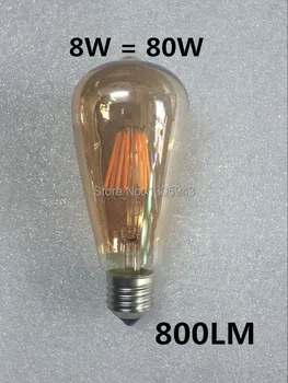 6PCS Edison Kvēldiega Spuldzes Zelta st64 aptumšojami led E27 110V, 220V ST64 2W 4W 6W 8W blubs 360 grādu enerģētikas gaismas lampas