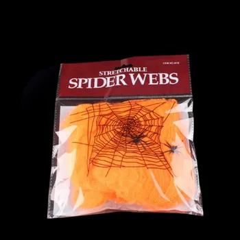 6Pcs/Kokvilnas Sistēma Elastīga Spider Web/Halloween Reāli Melns Spider/Šausmu Atmosfēru Saģērbt Piederumi/Haunted House Dekori
