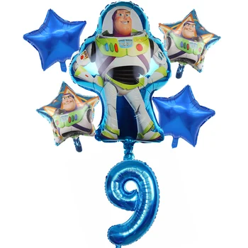 6pcs Rotaļlietu Stāsts Woody Buzz Lightyear Karikatūra Folija Baloni 32 Collu Numuru Puika Zila Gaisa Baloes Dzimšanas dienas svinības Dekori Bērnu Rotaļlietu